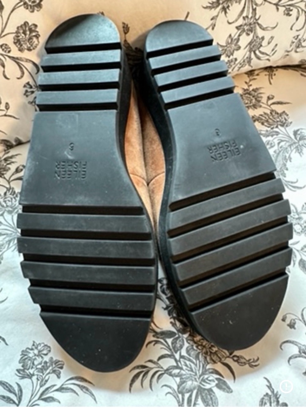 Eileen Fisher Suede Platform Loafers Size 6 Camel Lug Sole Preppy Shoes Women’s - Picture 4 of 4